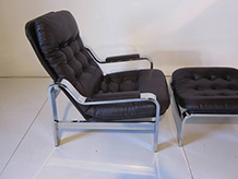 Chromed Lounge Chair with Ottoman Knoll Styled